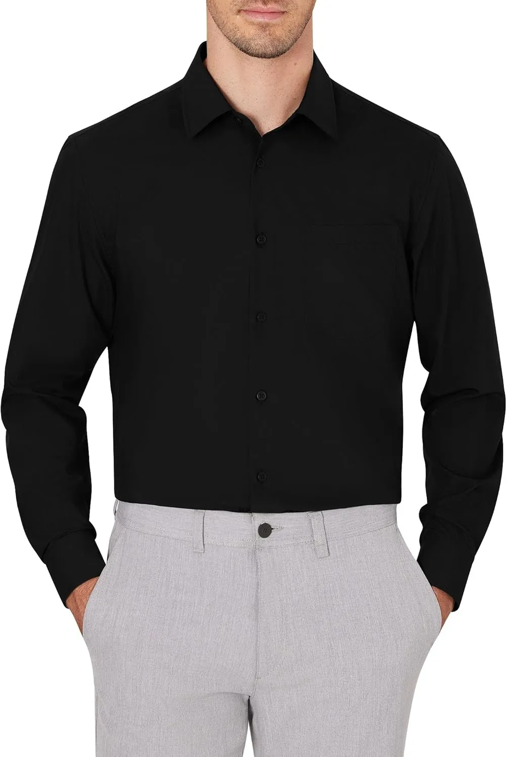 J.VER Men's Dress Shirts Wrinkle Free Long Sleeve Formal Shirt Solid Business Casual Button Down Shirts for Wedding Prom