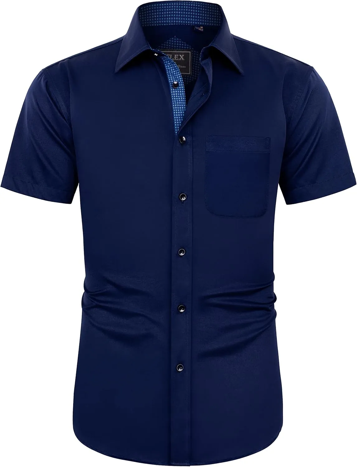 J.VER Men's Short Sleeve Dress Shirts Stretch Wrinkle Free Casual Button Down Shirts with Pocket for Business Wedding
