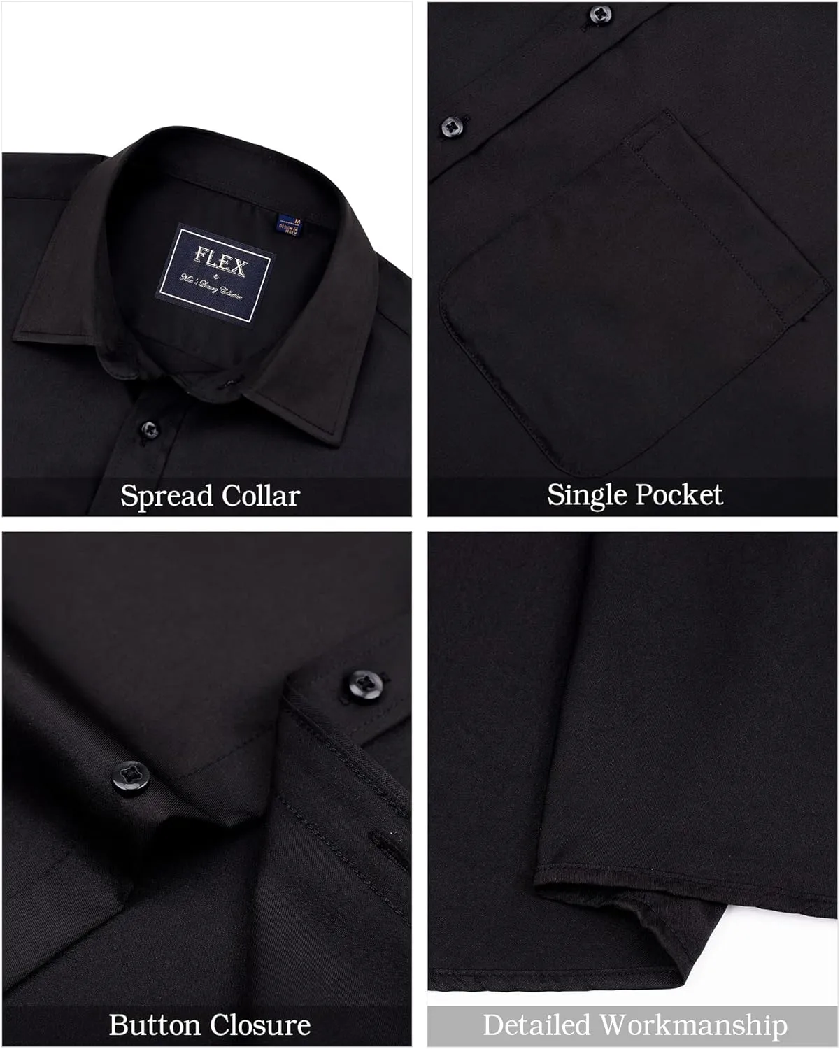 J.VER Men's Short Sleeve Dress Shirts Stretch Wrinkle Free Casual Button Down Shirts with Pocket for Business Wedding