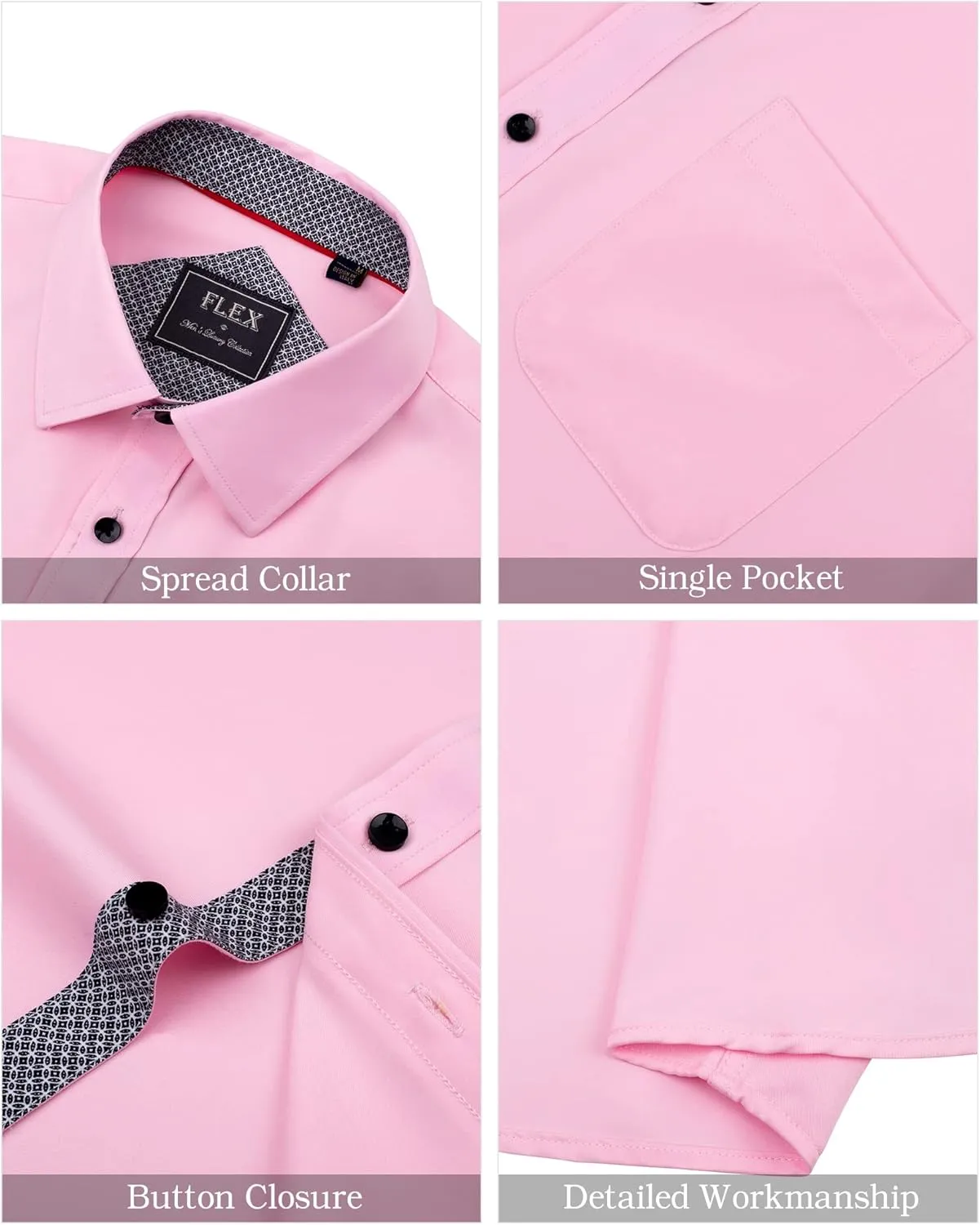 J.VER Men's Short Sleeve Dress Shirts Stretch Wrinkle Free Casual Button Down Shirts with Pocket for Business Wedding