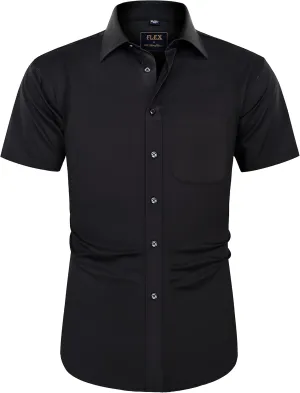 J.VER Men's Short Sleeve Dress Shirts Stretch Wrinkle Free Casual Button Down Shirts with Pocket for Business Wedding