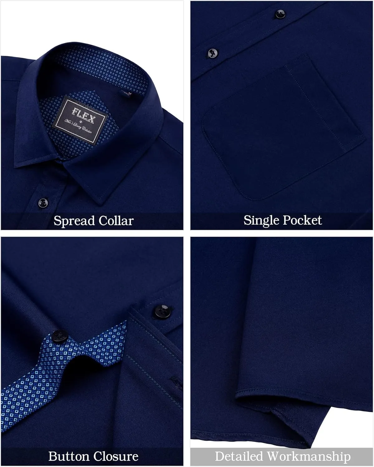 J.VER Men's Short Sleeve Dress Shirts Stretch Wrinkle Free Casual Button Down Shirts with Pocket for Business Wedding