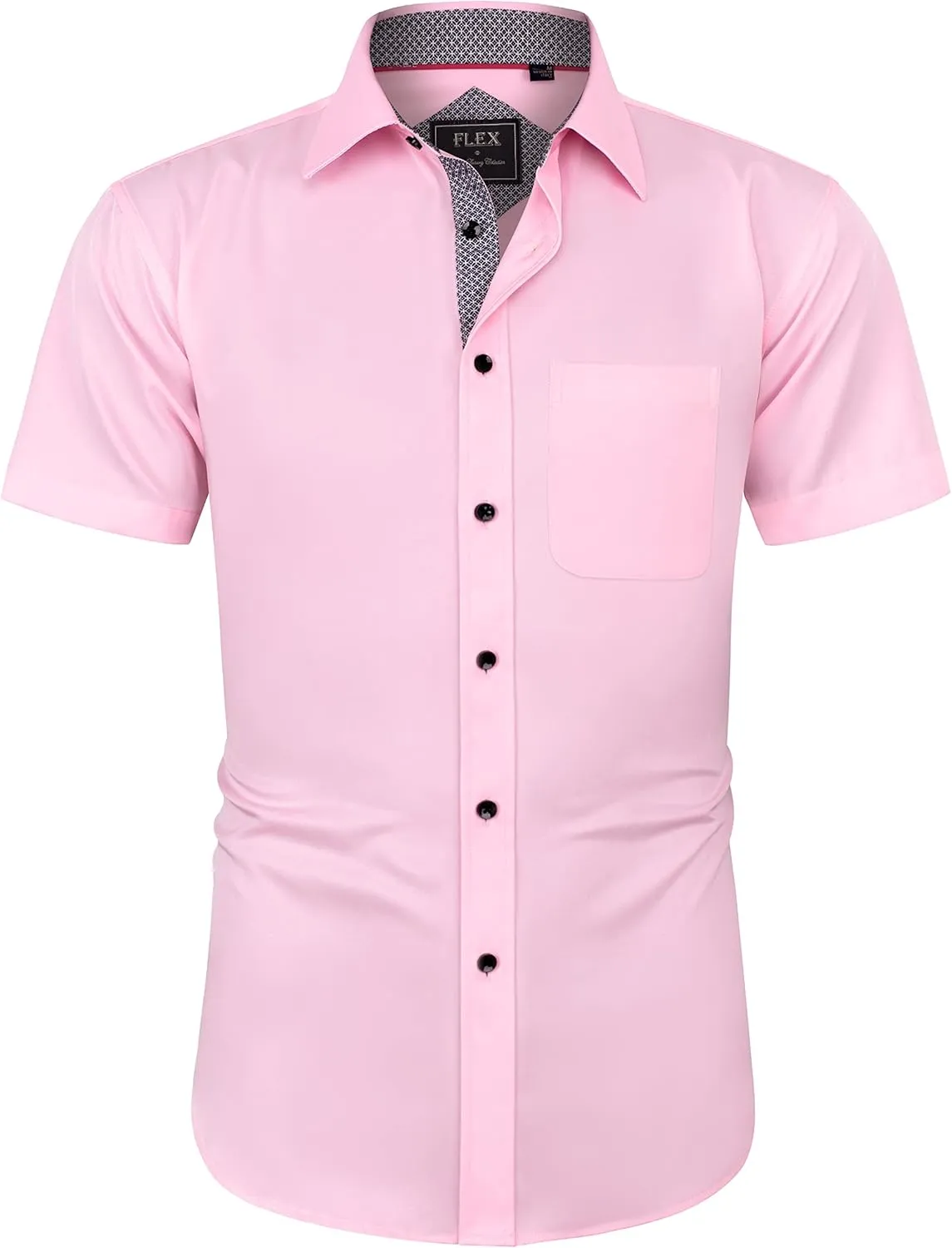 J.VER Men's Short Sleeve Dress Shirts Stretch Wrinkle Free Casual Button Down Shirts with Pocket for Business Wedding