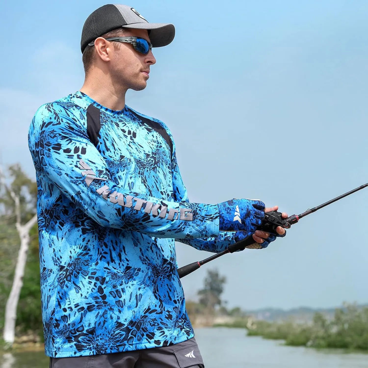 KastKing UPF 50 Fishing Shirts for Men, Long Sleeve Fishing Hiking Shirt, Breathable Moisture Wicking, Sun Shirts for Men