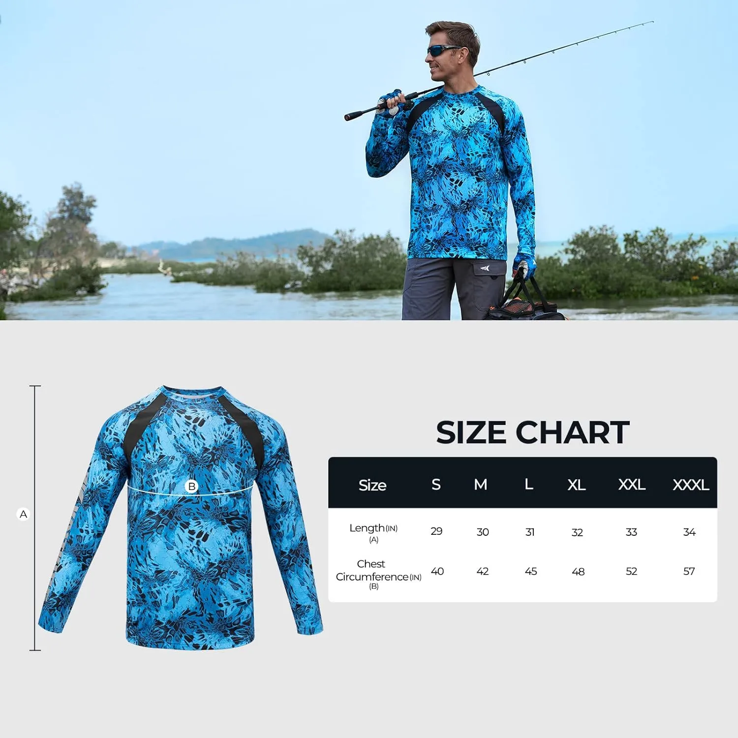 KastKing UPF 50 Fishing Shirts for Men, Long Sleeve Fishing Hiking Shirt, Breathable Moisture Wicking, Sun Shirts for Men