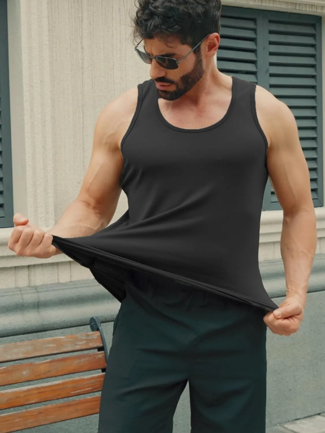 KAWATA Men's Workout Tank Tops Quick Dry Gym Muscle Tees Fitness Bodybuilding Sleeveless T Shirts