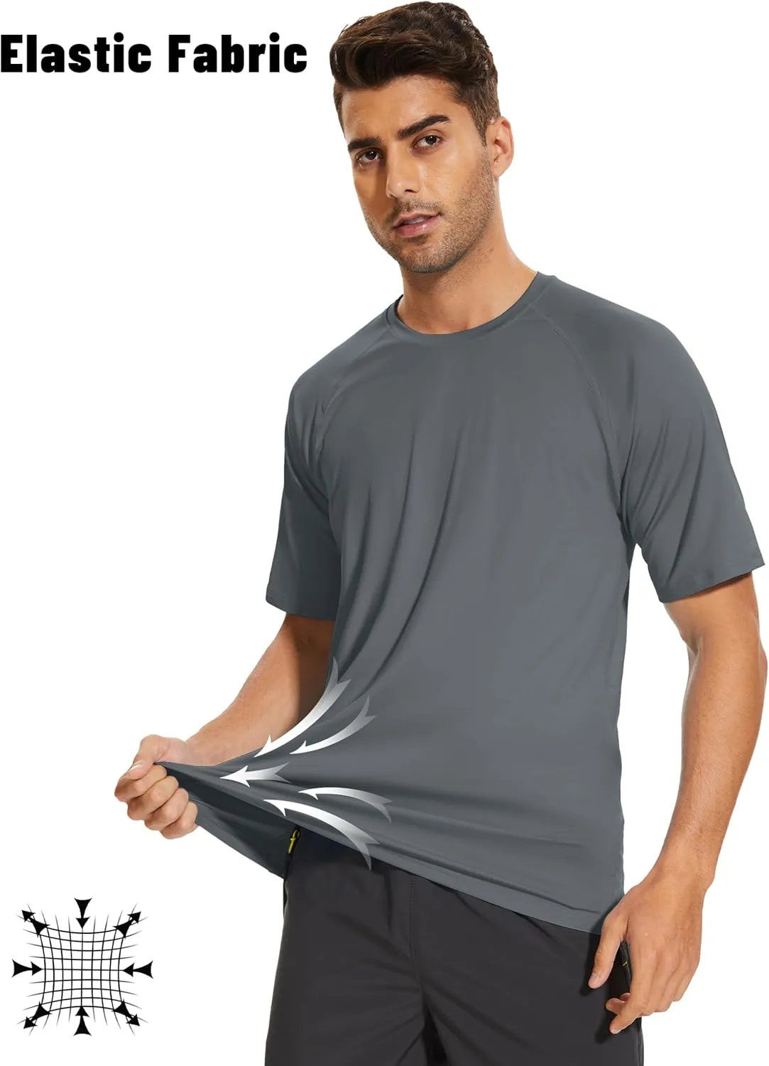 KEFITEVD Men's Short Sleeve UPF 80  Sun Protection Shirts UV SPF Quick Dry Rash Guard Swim Shirts Workout Athletic Tees
