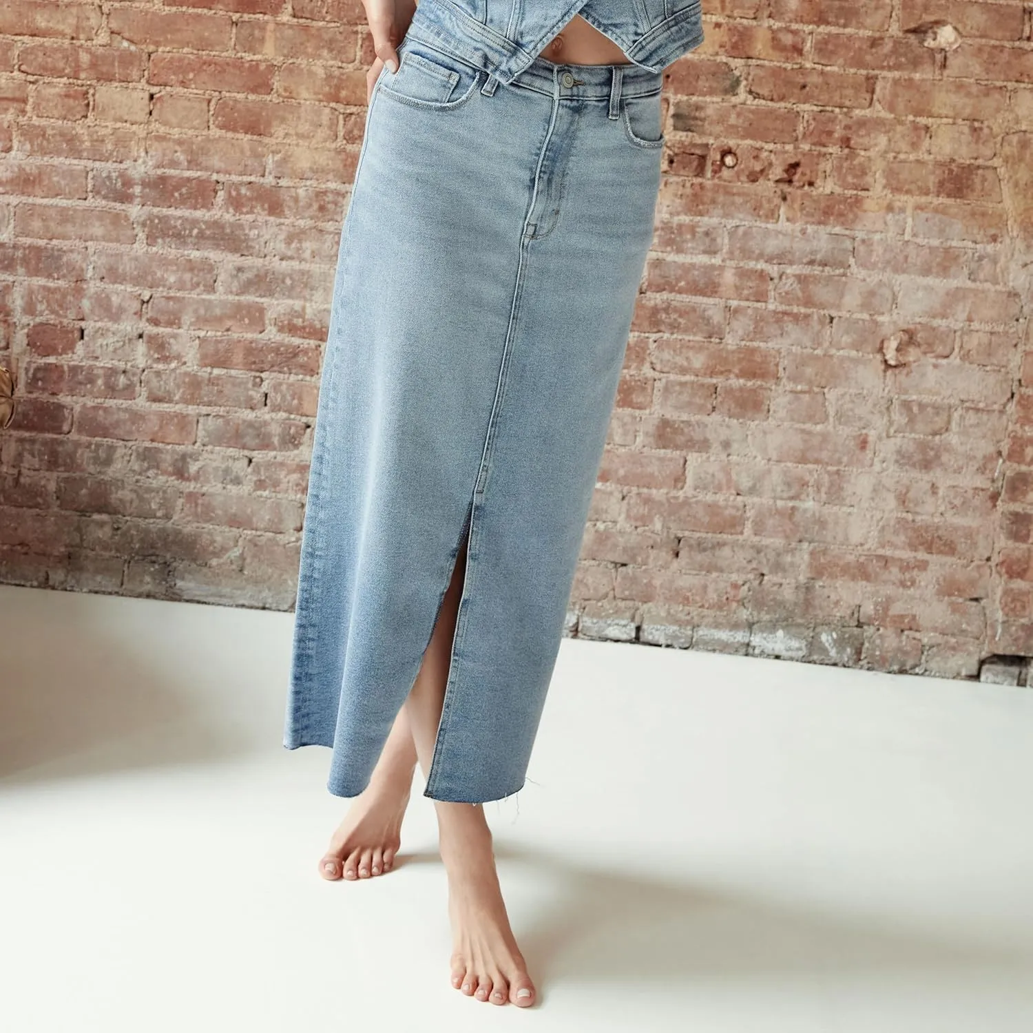 kensie Jeans for Women The High Rise Classic Calf Length Jean Skirt, Sizes 2-14