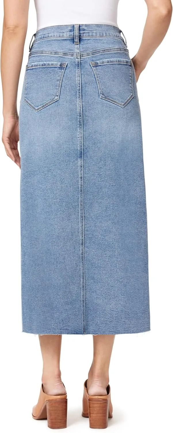 kensie Jeans for Women The High Rise Classic Calf Length Jean Skirt, Sizes 2-14