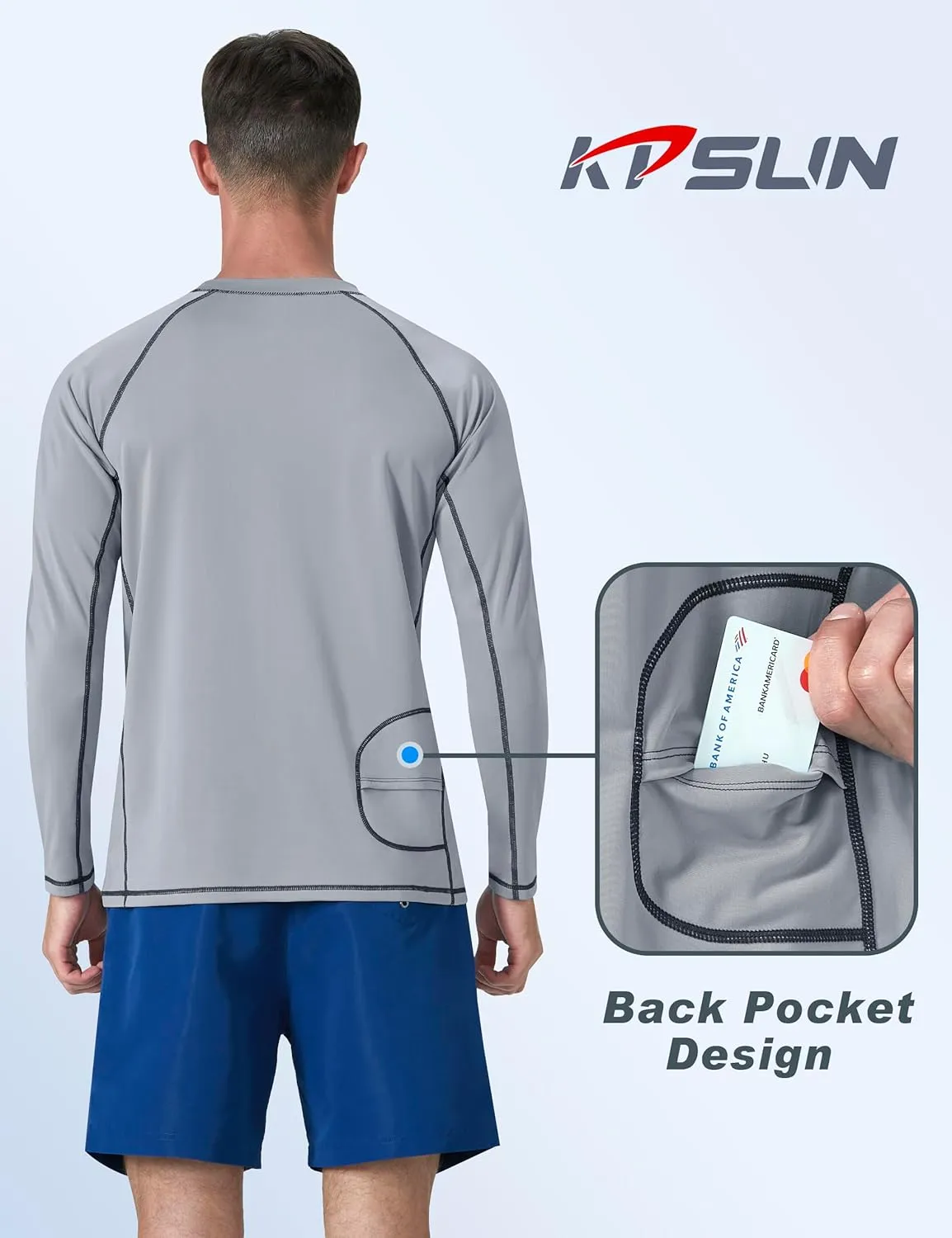 KPSUN Mens Swim Shirts UPF 50  Rash Guard Long Sleeve Sun UV Protection Beach Shirts Quick Dry Fishing T-Shirt