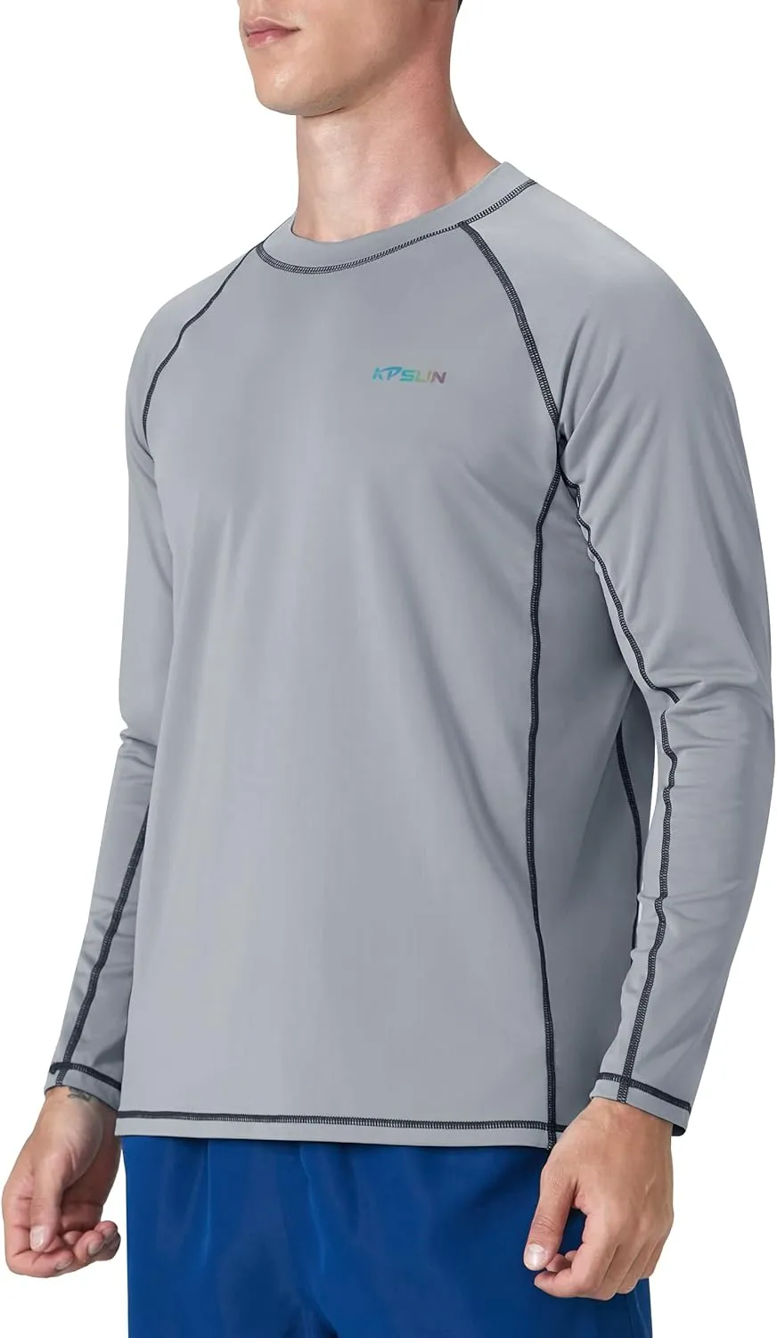 KPSUN Mens Swim Shirts UPF 50  Rash Guard Long Sleeve Sun UV Protection Beach Shirts Quick Dry Fishing T-Shirt