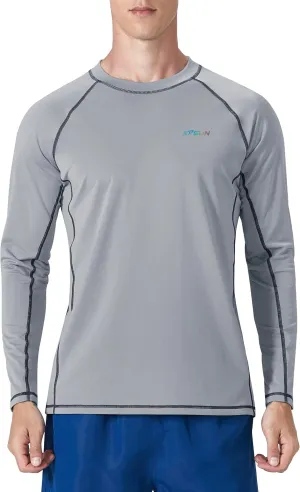 KPSUN Mens Swim Shirts UPF 50  Rash Guard Long Sleeve Sun UV Protection Beach Shirts Quick Dry Fishing T-Shirt