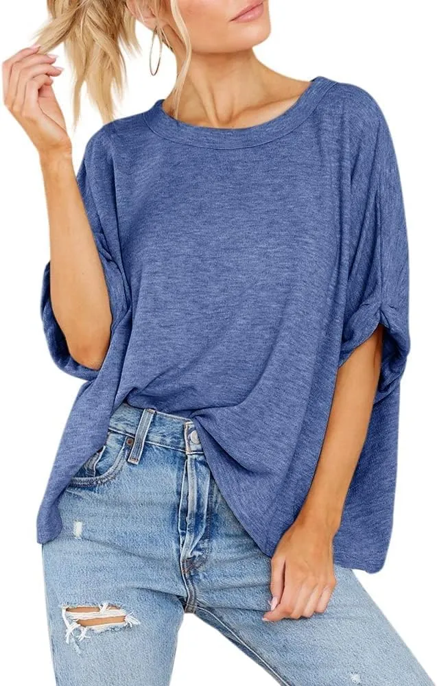 Langwyqu Womens Tops Oversized Tshirts Summer Short Sleeve T Shirts Casual Loose Fit Basic Tees