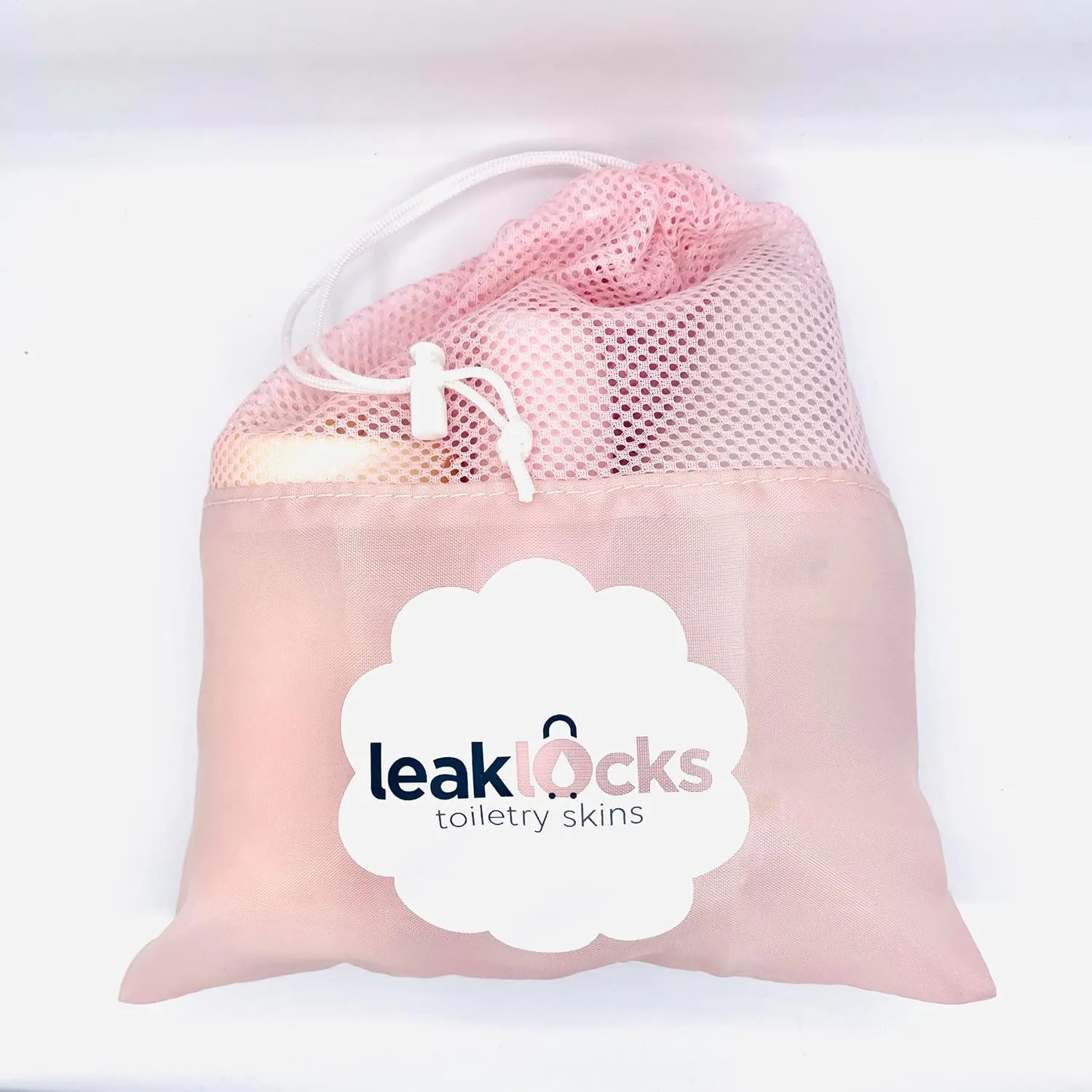 LeakLocks Toiletry Skins 4-Pack w/Travel Bag. Elastic Sleeve for Leak-Proofing Travel Container in Luggage. Fits Standard/Travel Sized Toiletries. Reusable Accessory for Travel Bag Suitcase/Carry-on