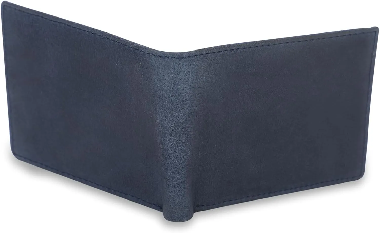 Leather Passcase Wallet for Men with Guitar Pick Holder, RFID Blocking Slim Bifold Leather Purse with Dual ID Windows, Compact Travel Accessory for Spring Gifting (Pass Case Wallet, Blue)