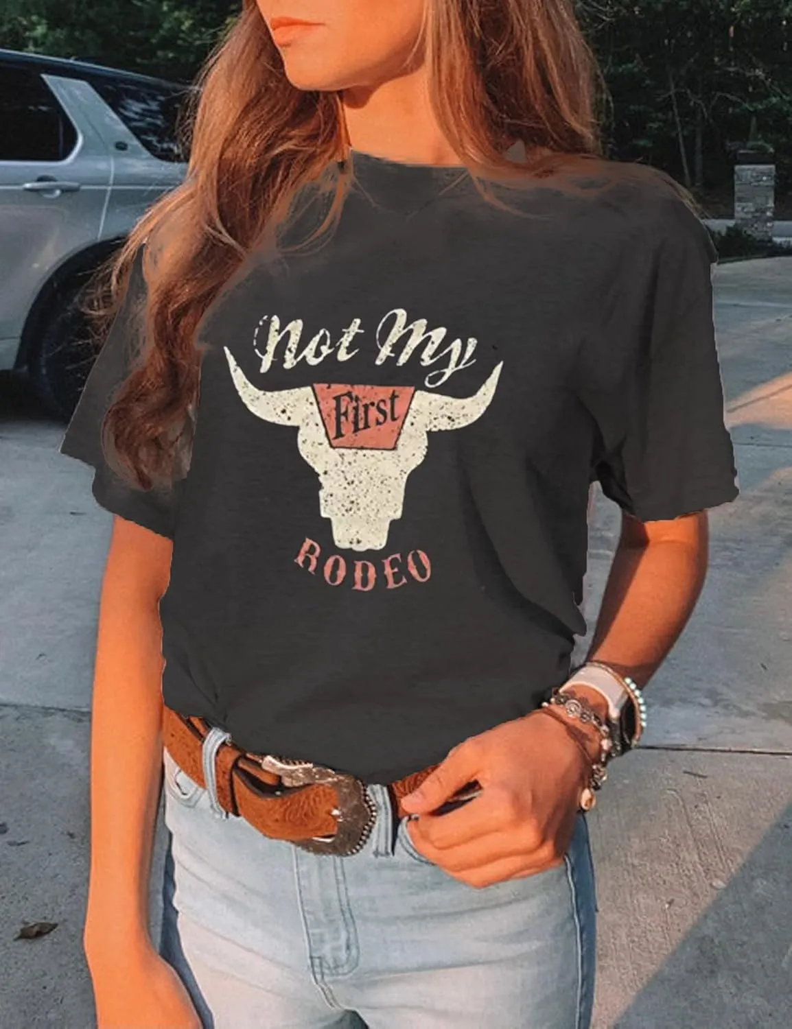 Let 'er Rip Cowboy T-Shirt Tee Women Casual Country Music Short Sleeve Tees Tops