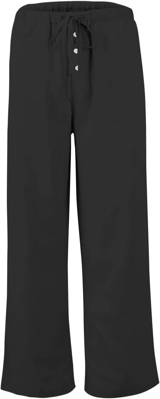 Linen Wide Leg Pants for Women Casual High Waisted Loose Fit Palazzo Pants Summer Flowy Lounge Trousers with Pockets