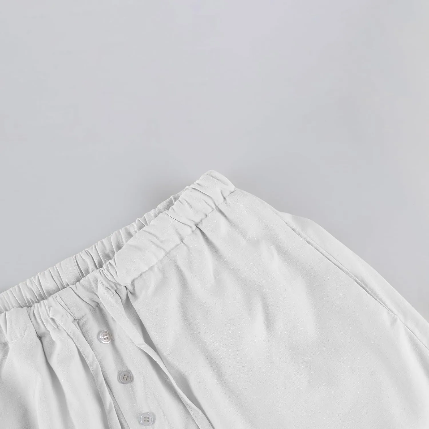 Linen Wide Leg Pants for Women Casual High Waisted Loose Fit Palazzo Pants Summer Flowy Lounge Trousers with Pockets