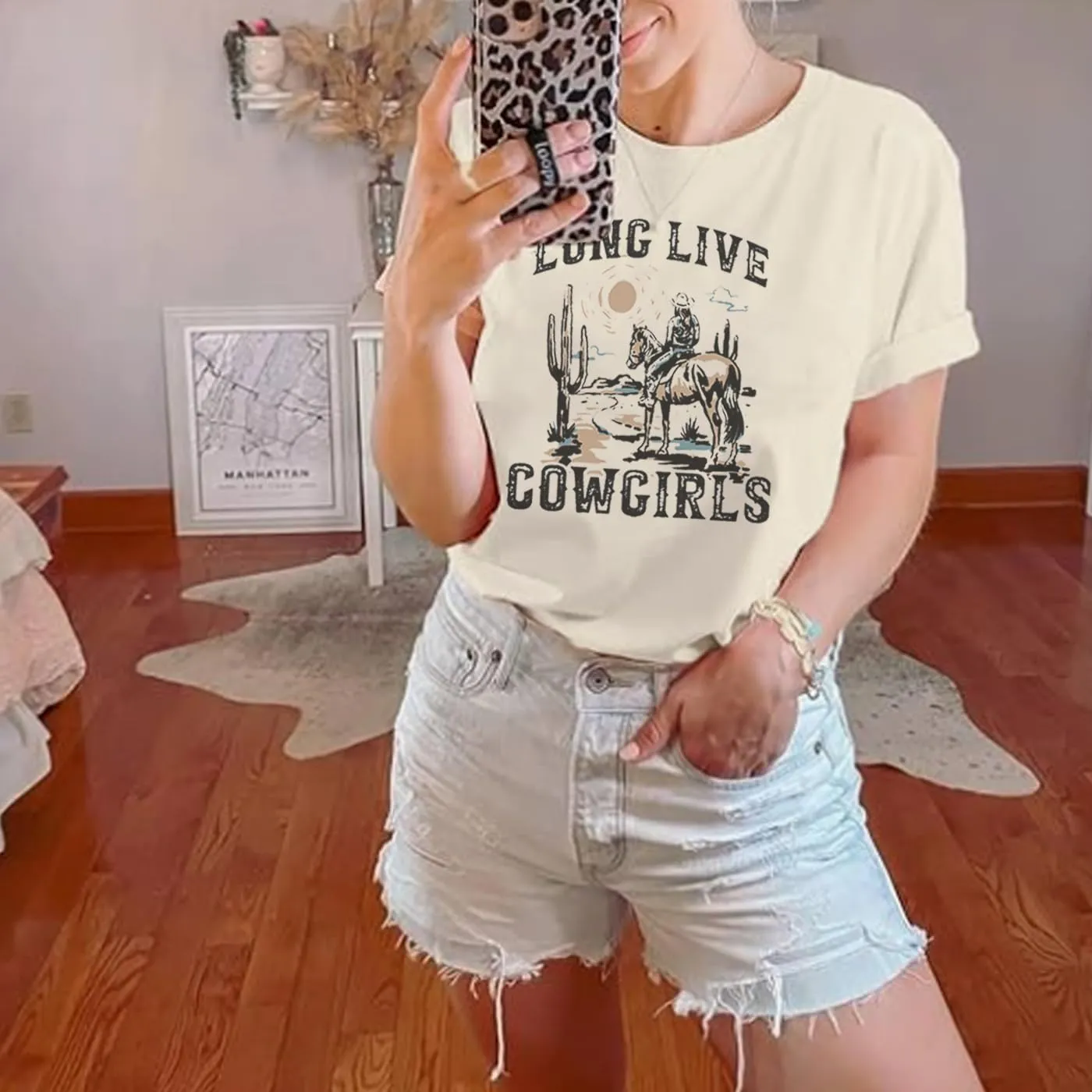 Long Live Cowboys Shirts Women Western Vintage Graphic Tees Funny Letter Print Country Music Tshirt