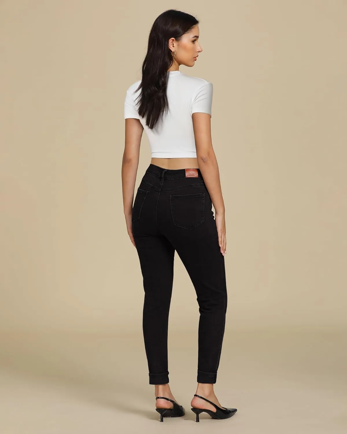 luvamia Skinny Jeans for Women Trendy High Waisted Fold Hem Slim Fit Stretchy Denim Pants Jeggings Jeans with Pockets