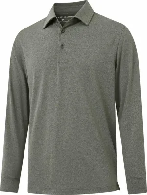 M MAELREG Golf Shirts for Men Dry Fit Performance Moisture Wicking Casual Heather Collared Long Sleeve Polo Shirts for Men