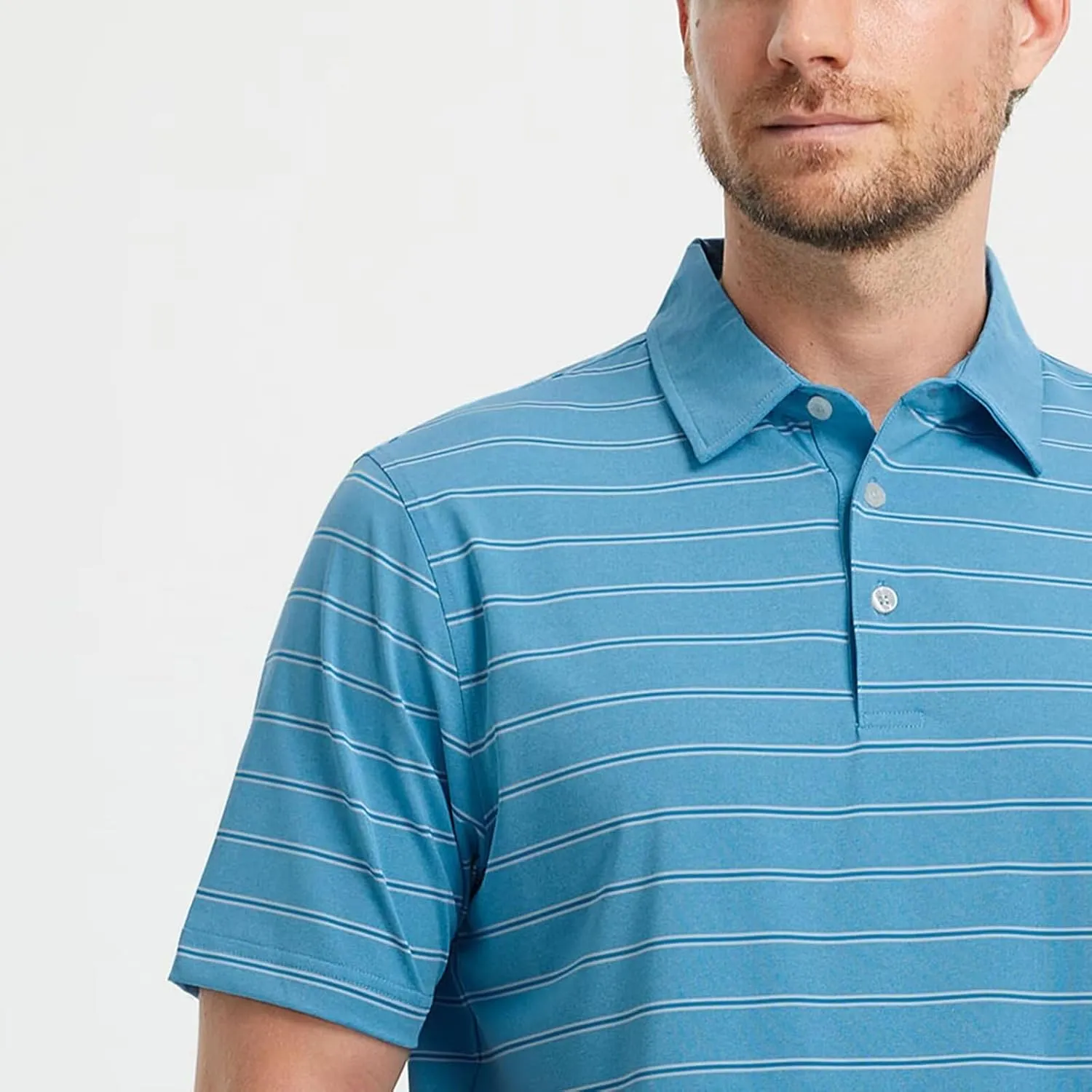 M MAELREG Mens Polo Shirts Short Sleeve Stripe Heather Dry Fit Polo Shirts for Men Moisture Wicking Mens Golf Shirt