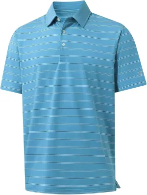 M MAELREG Mens Polo Shirts Short Sleeve Stripe Heather Dry Fit Polo Shirts for Men Moisture Wicking Mens Golf Shirt