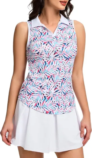 M MOTEEPI Womens Golf Shirts Sleeveless Polo Shirts for Women Quick Dry Ladies Golf Tops Tennis Athletic Polo