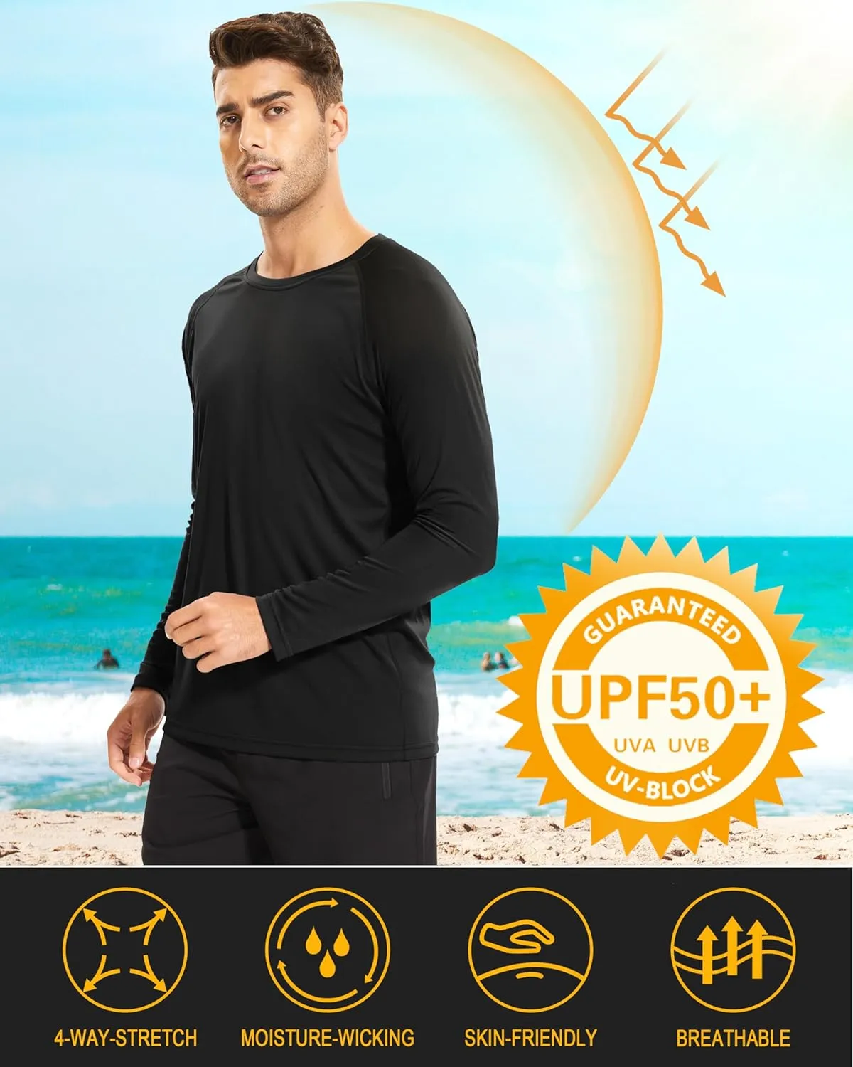 MAGCOMSEN Men's Long Sleeve Shirts UPF 50  UV Sun Protection Athletic Shirts for Hiking Running Workout Rash Guard