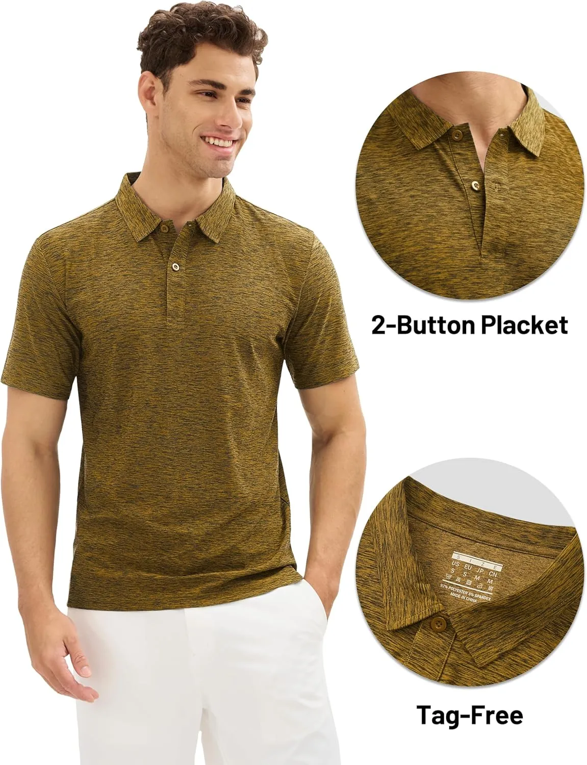 MAGCOMSEN Mens Polo Shirts Dry Fit Golf Shirts Moisture Wicking Athletic Workout Golf Polo Tees Casual Collared Shirt