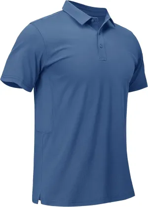 MAGCOMSEN Men's Polo Shirts Short Sleeve Cotton Pique Golf Shirt Casual Collared Shirt Lightweight Work Shirts with 3 Buttons