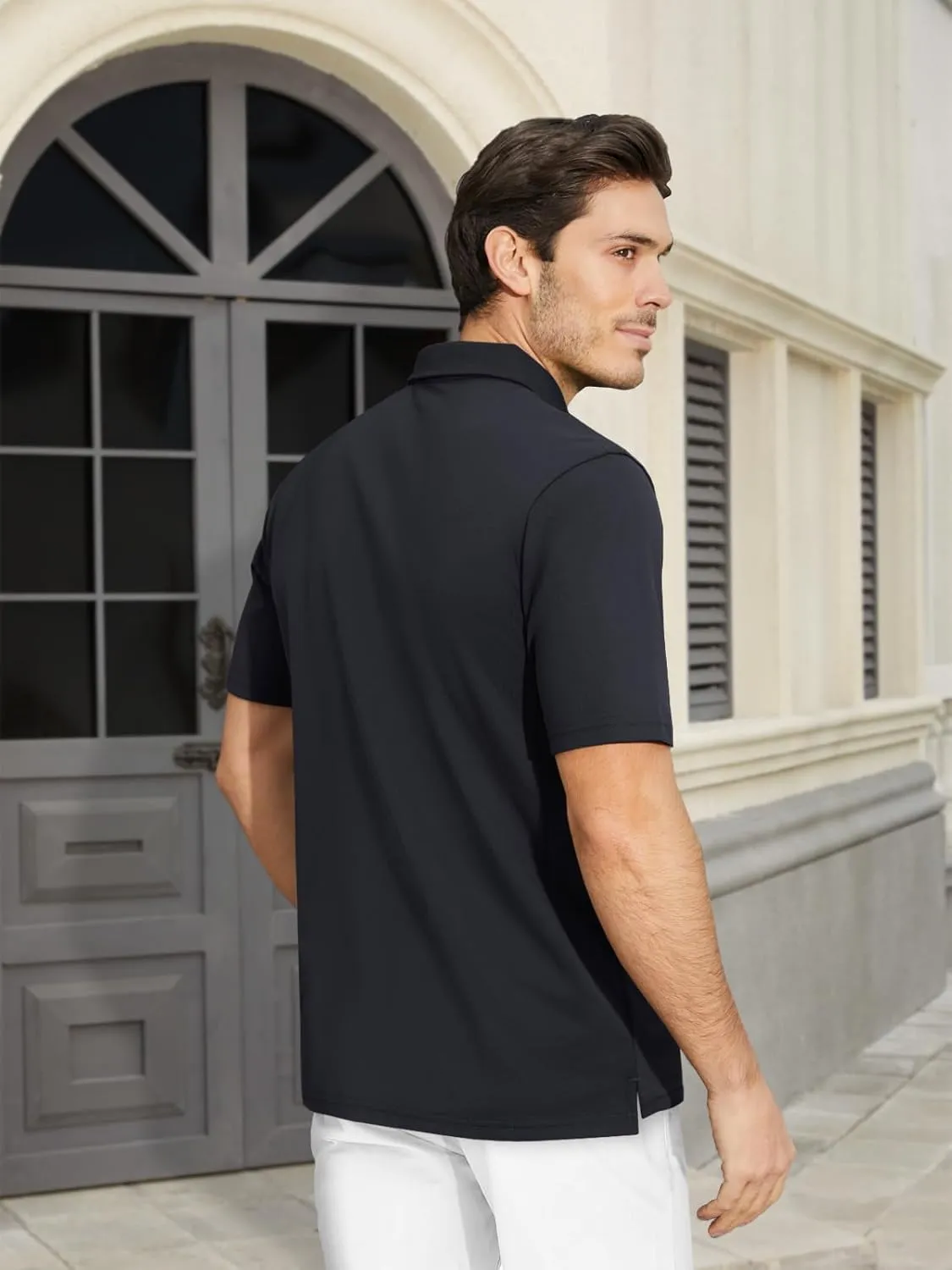 MAGCOMSEN Men's Polo Shirts Short Sleeve Cotton Pique Golf Shirt Casual Collared Shirt Lightweight Work Shirts with 3 Buttons