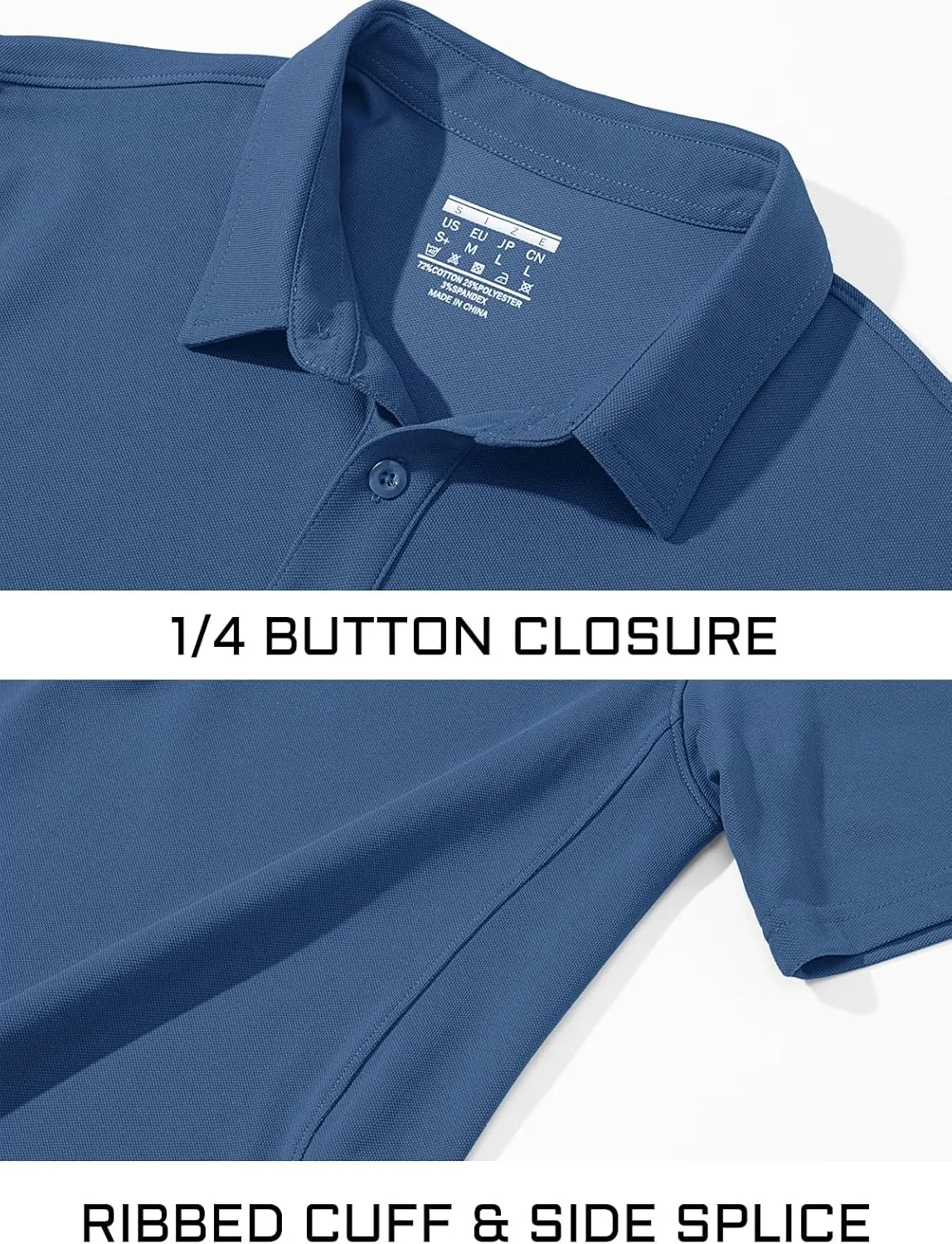 MAGCOMSEN Men's Polo Shirts Short Sleeve Cotton Pique Golf Shirt Casual Collared Shirt Lightweight Work Shirts with 3 Buttons
