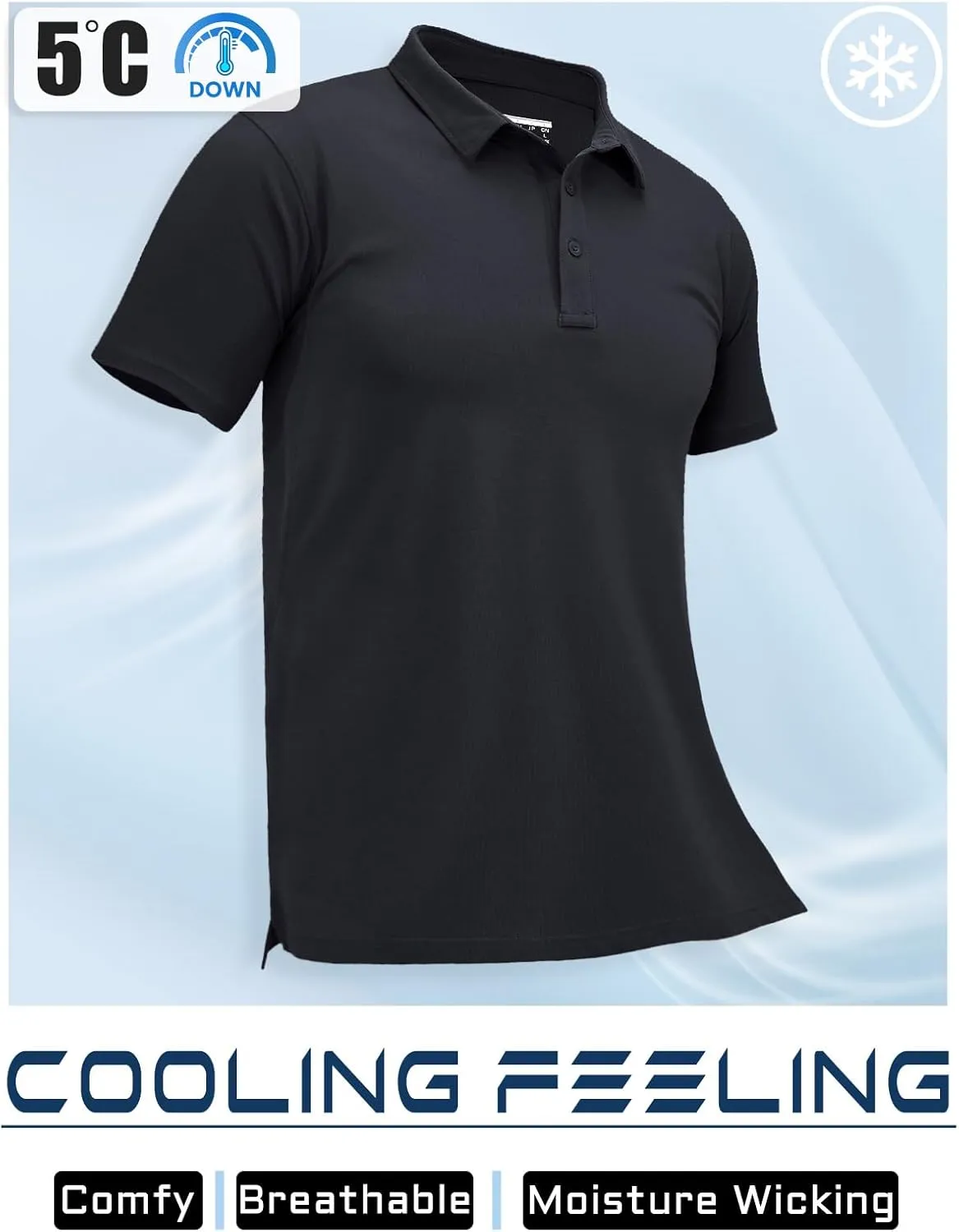 MAGCOMSEN Men's Polo Shirts Short Sleeve Cotton Pique Golf Shirt Casual Collared Shirt Lightweight Work Shirts with 3 Buttons
