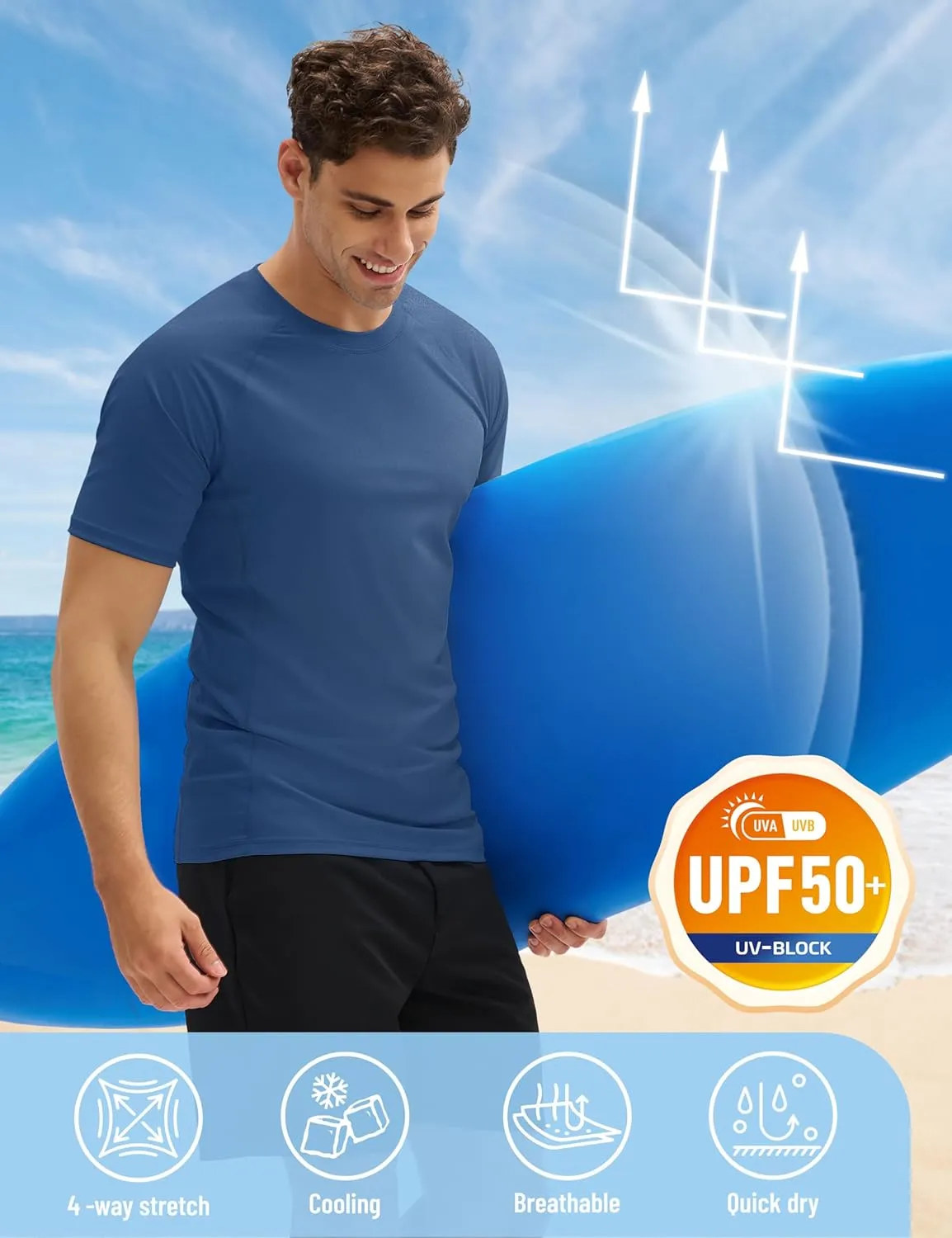 MAGCOMSEN Men's Short Sleeve UPF 50  T-Shirt Swim Quick Dry Rash Guard Athletic Surf Shirts Performance Water Shirts