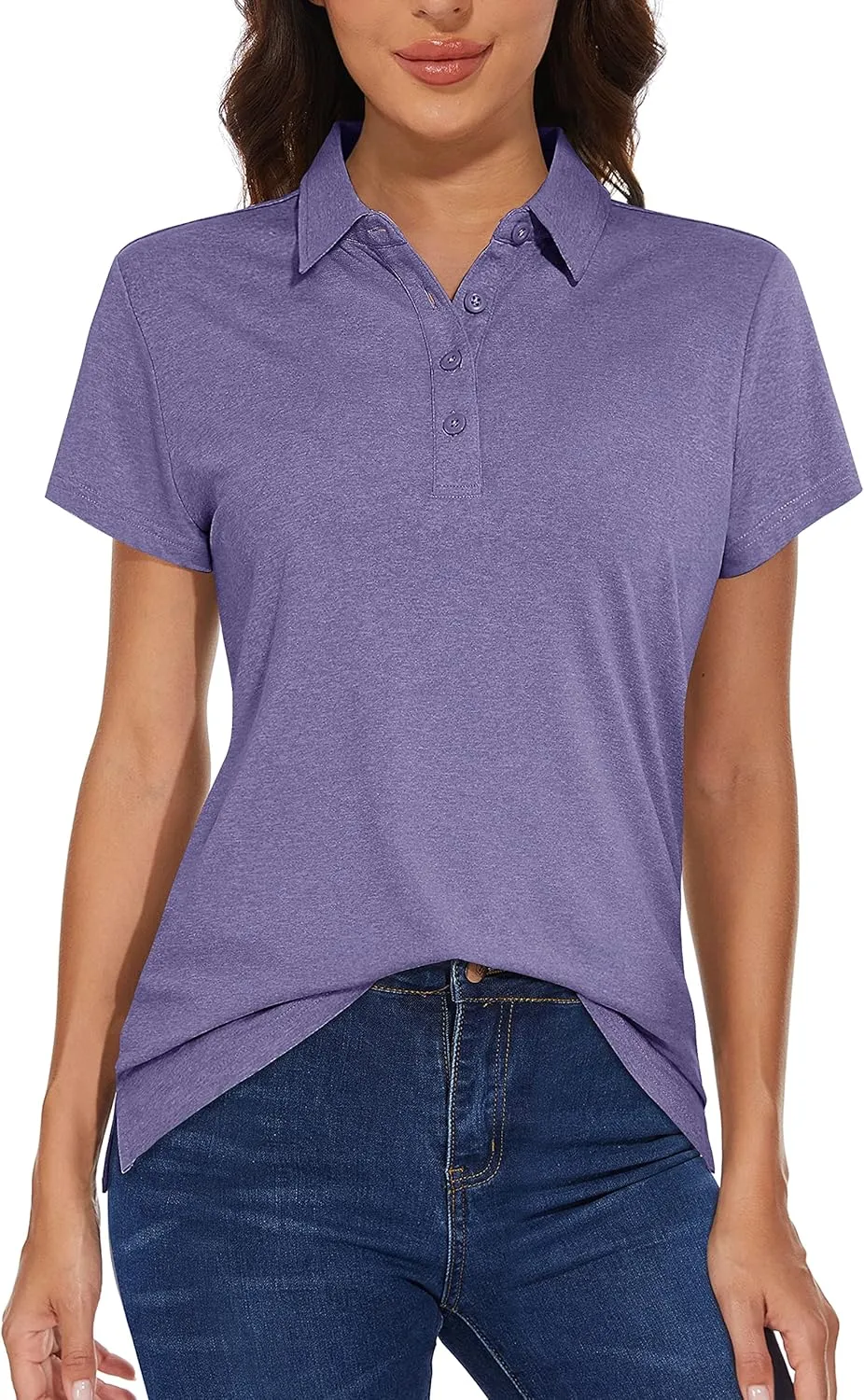MAGCOMSEN Women's Golf Polo T-Shirts Short Sleeve UPF 50  Quick Dry Polo Collared Shirts Lightweight Athletic Sports Shirt