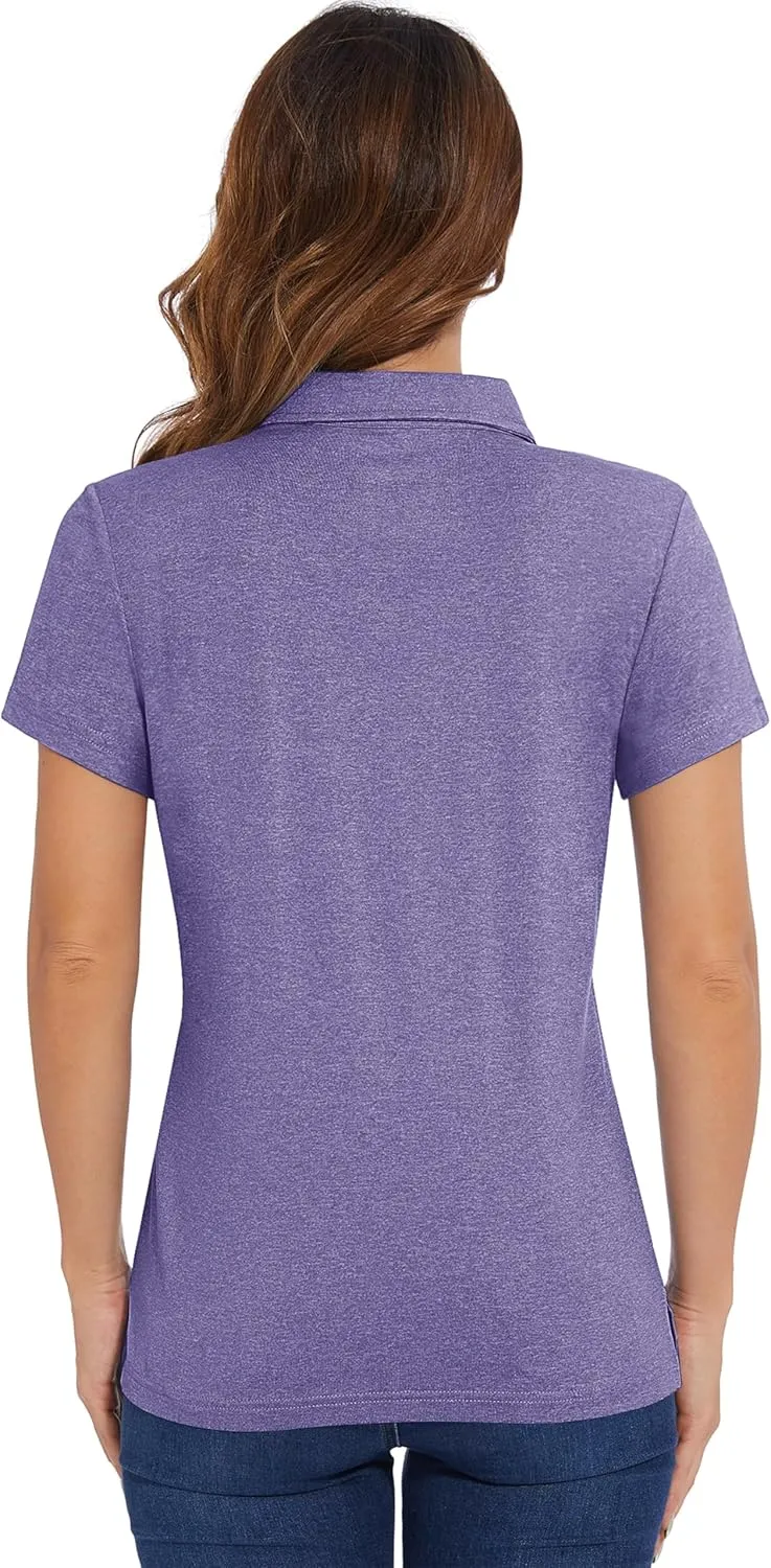 MAGCOMSEN Women's Golf Polo T-Shirts Short Sleeve UPF 50  Quick Dry Polo Collared Shirts Lightweight Athletic Sports Shirt