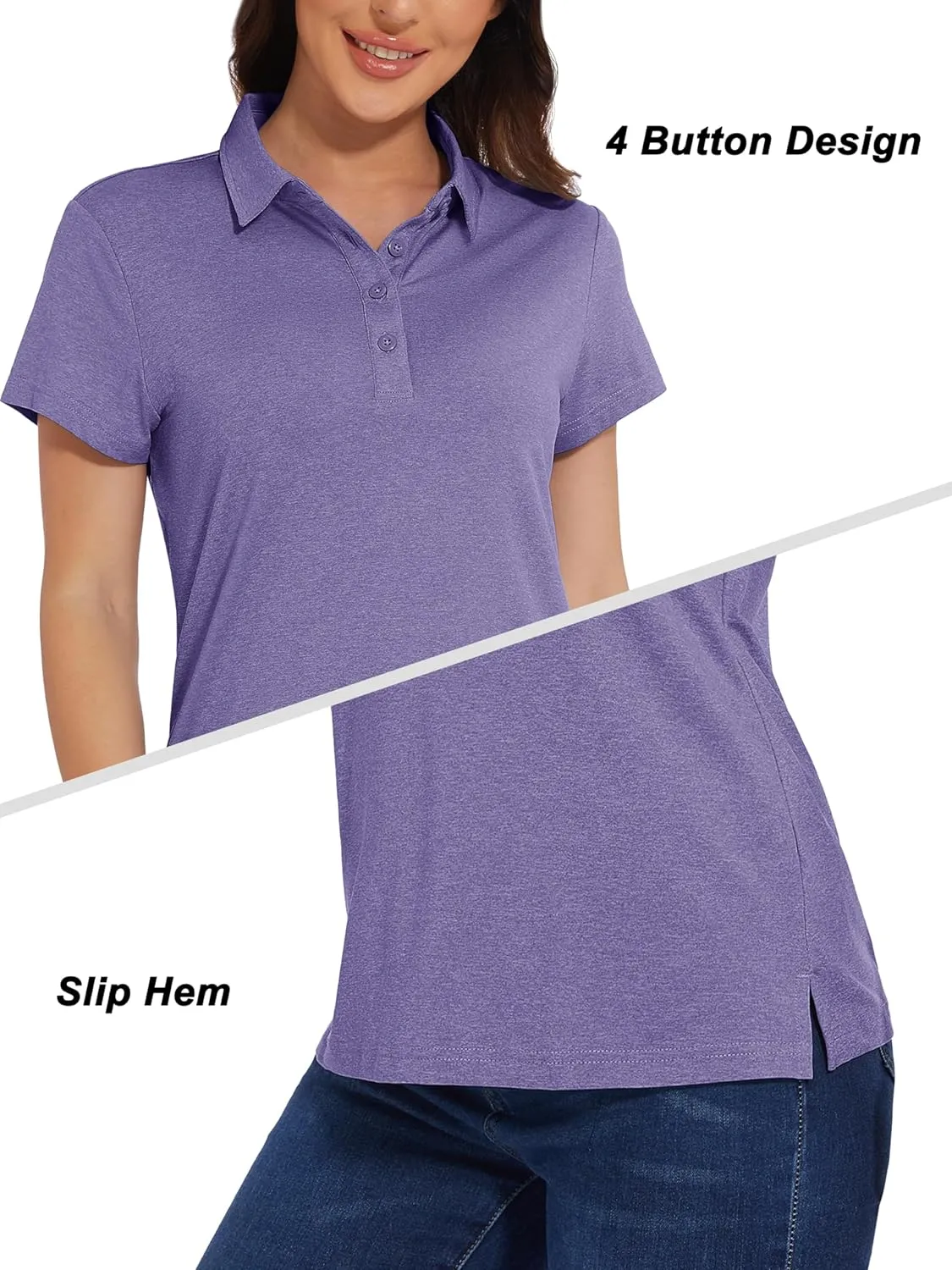 MAGCOMSEN Women's Golf Polo T-Shirts Short Sleeve UPF 50  Quick Dry Polo Collared Shirts Lightweight Athletic Sports Shirt