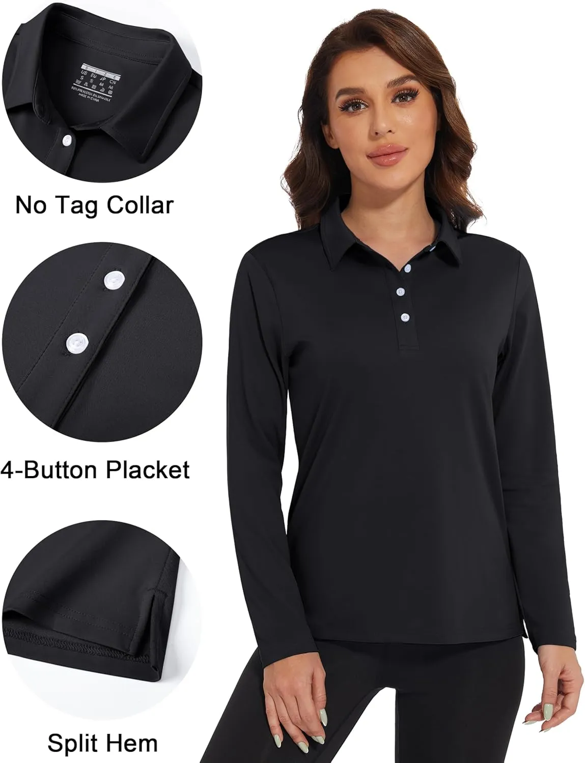 MAGCOMSEN Women's Polo Shirts Long Sleeve Golf T Shirt Quick Dry UPF 50  Sun Protection Lightweight Athletic Tennis Shirts