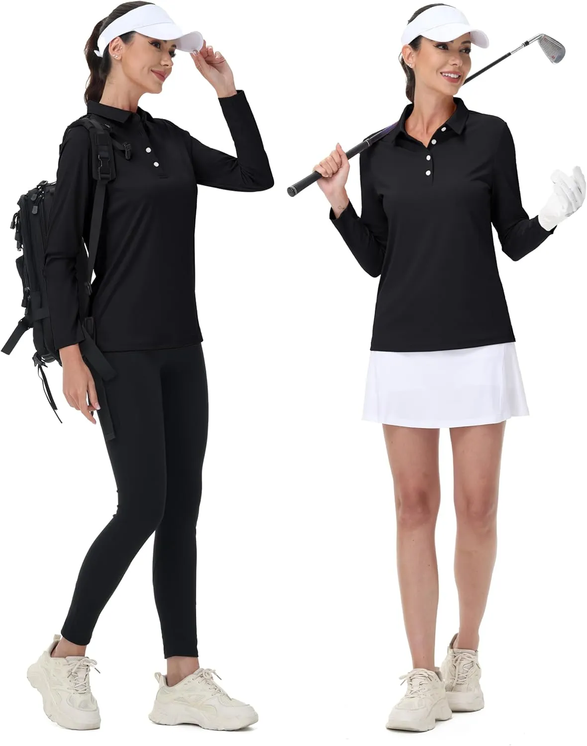 MAGCOMSEN Women's Polo Shirts Long Sleeve Golf T Shirt Quick Dry UPF 50  Sun Protection Lightweight Athletic Tennis Shirts