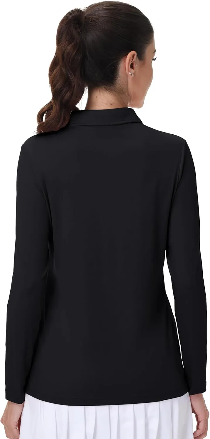 MAGCOMSEN Women's Polo Shirts Long Sleeve Golf T Shirt Quick Dry UPF 50  Sun Protection Lightweight Athletic Tennis Shirts