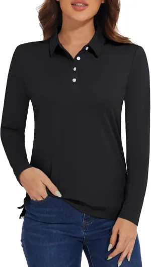 MAGCOMSEN Women's Polo Shirts Long Sleeve Golf T Shirt Quick Dry UPF 50  Sun Protection Lightweight Athletic Tennis Shirts