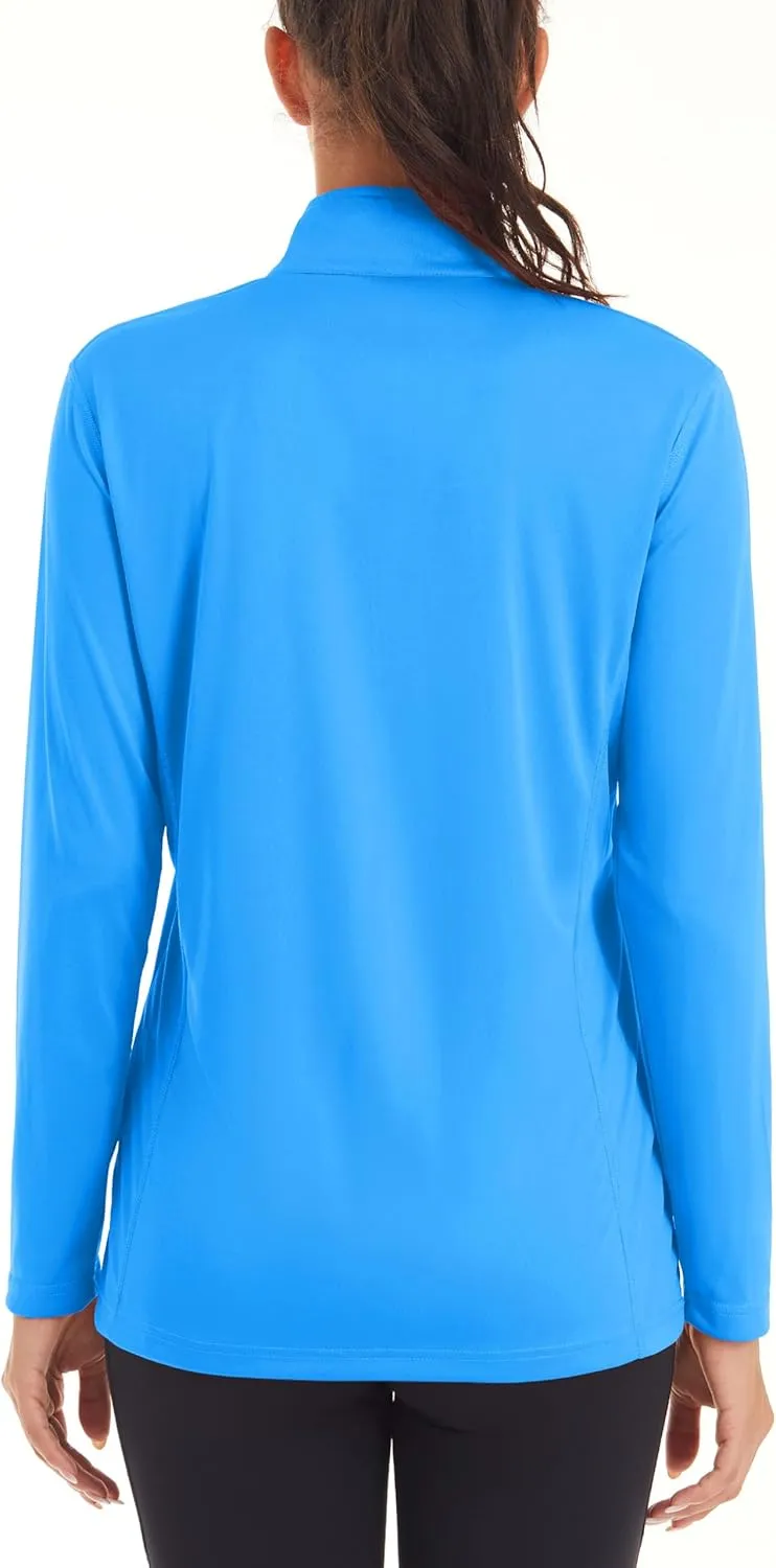 MAGCOMSEN Women's Shirts Long Sleeve 1/4 Zip UPF50  UV Sun Protection Quick Dry Workout Hiking Athletic Shirts Rash Guard