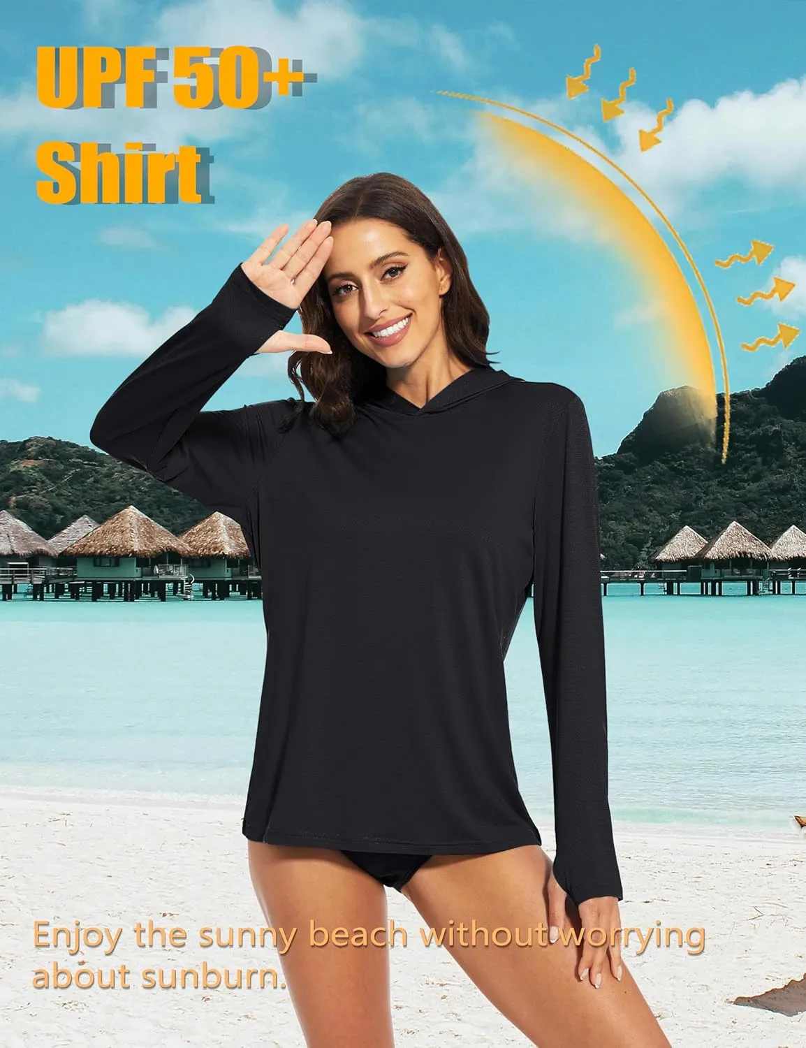 MAGCOMSEN Women's Sun Hoodie UPF 50  Rash Guard T Shirts Long Sleeve Athletic Hiking UV Protection Shirts