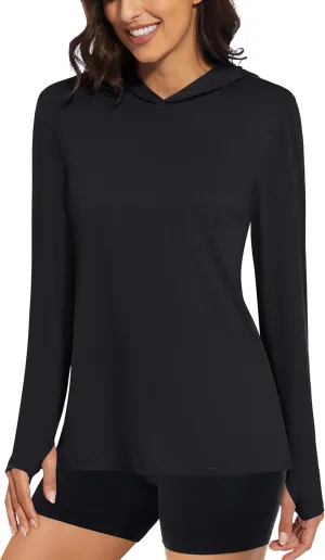 MAGCOMSEN Women's Sun Hoodie UPF 50  Rash Guard T Shirts Long Sleeve Athletic Hiking UV Protection Shirts