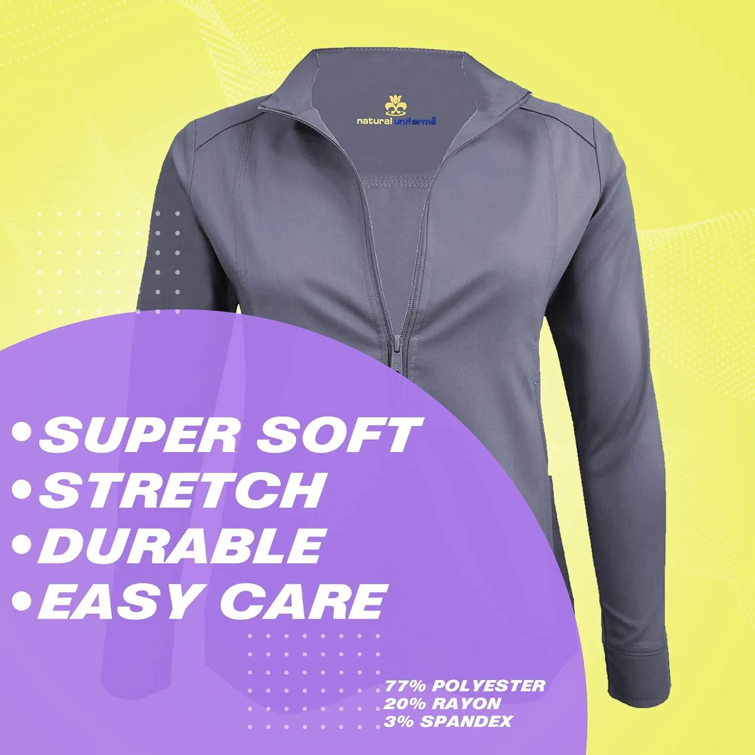 M&M SCRUBS Women's Ultra Soft Front Zip Warm-Up Scrub Jacket