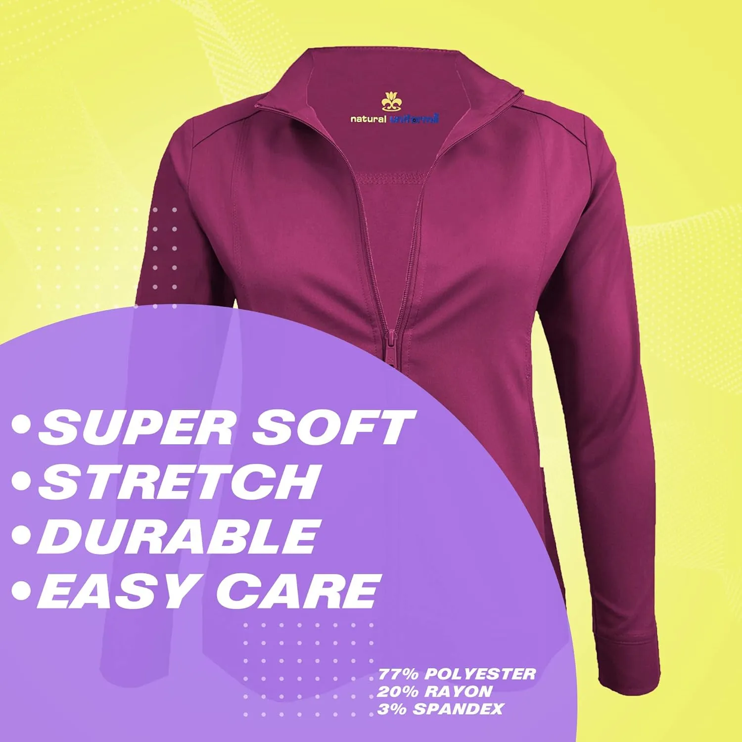 M&M SCRUBS Women's Ultra Soft Front Zip Warm-Up Scrub Jacket