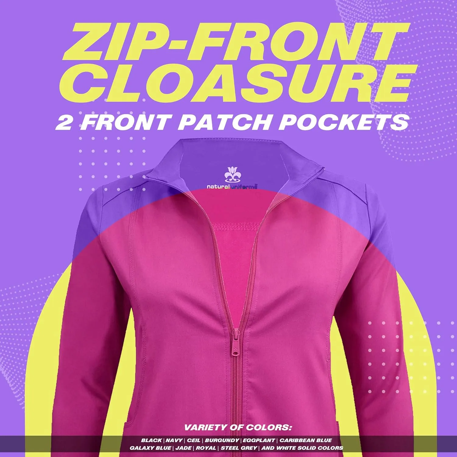 M&M SCRUBS Women's Ultra Soft Front Zip Warm-Up Scrub Jacket