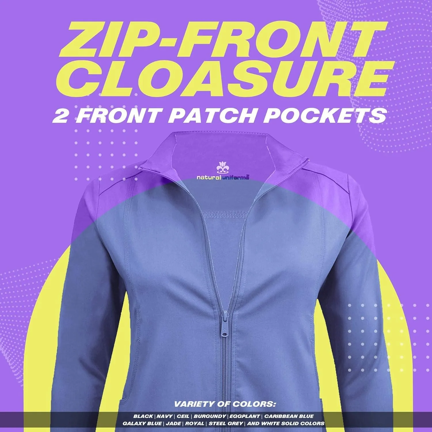 M&M SCRUBS Women's Ultra Soft Front Zip Warm-Up Scrub Jacket