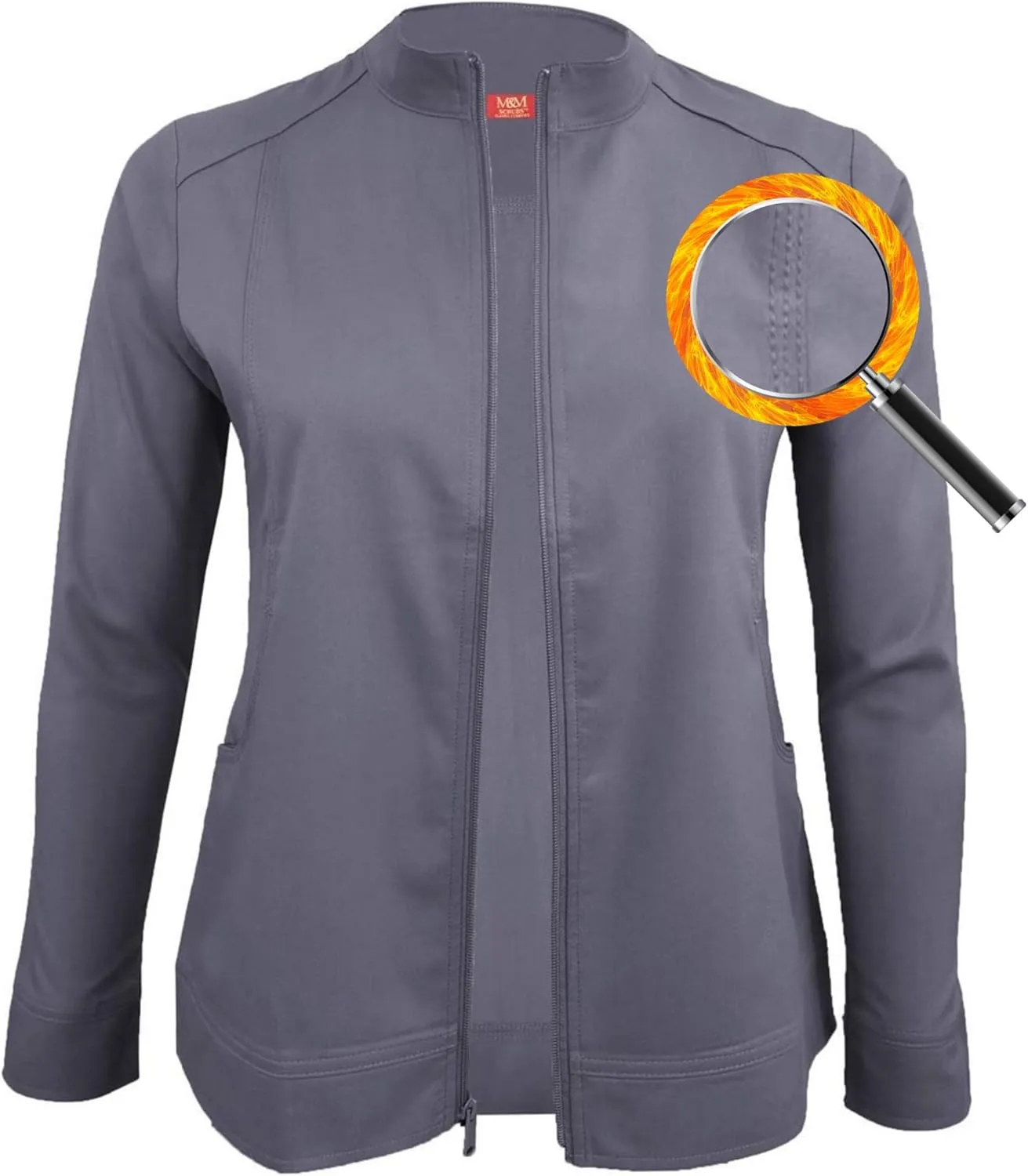 M&M SCRUBS Women's Ultra Soft Front Zip Warm-Up Scrub Jacket